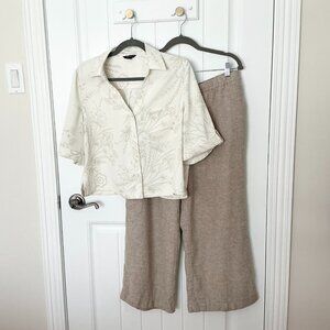 Reitmans linen-blend wide leg pants + free RW&Co. cropped top